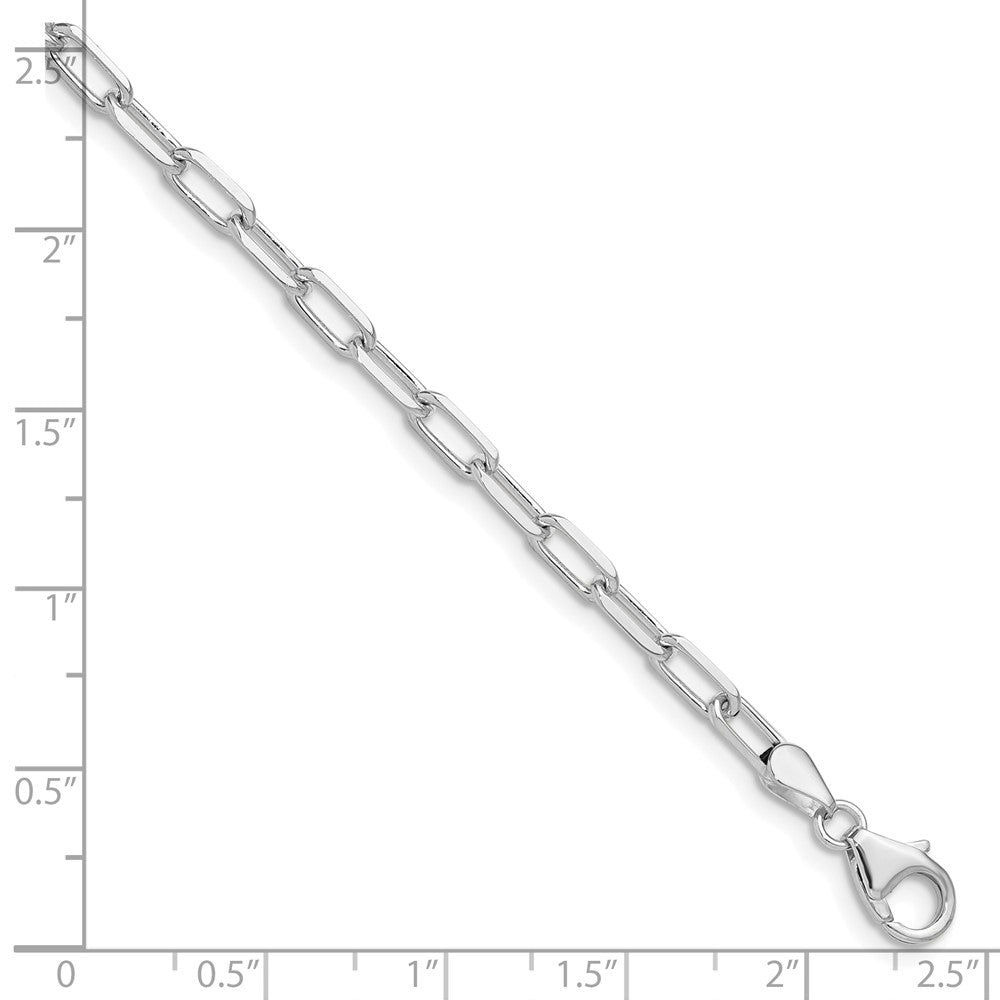 14k White Gold 3.5mm Solid Beveled D/C Paperclip Chain, 7 in Length