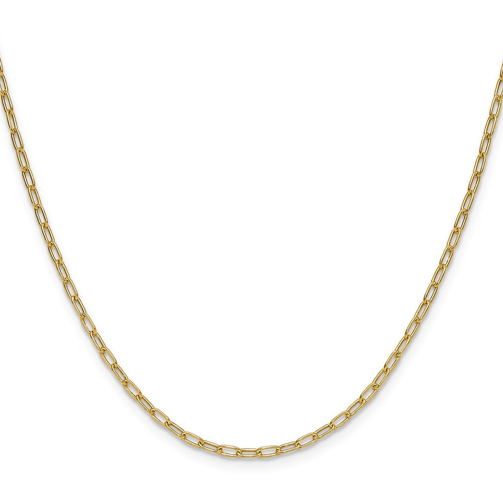 14k Yellow Gold 2.2mm Semi-Solid Paperclip Chain, 16 in Length