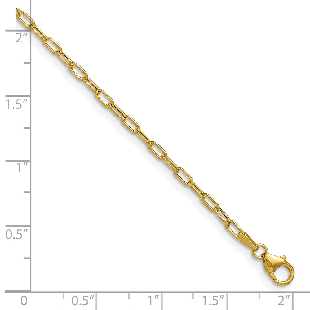 14k Yellow Gold 2.2mm Semi-Solid Paperclip Chain, 16 in Length