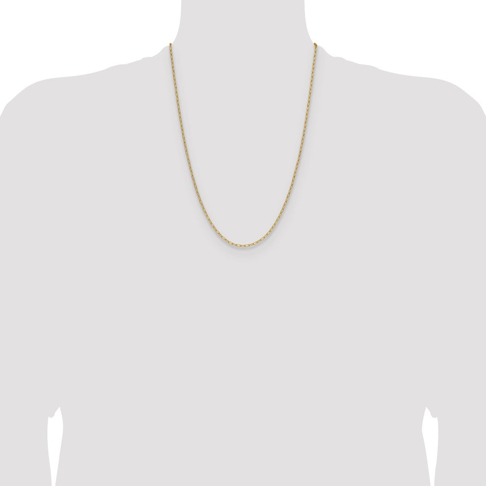 14k Yellow Gold 2.2mm Semi-Solid Paperclip Chain, 24 in Length