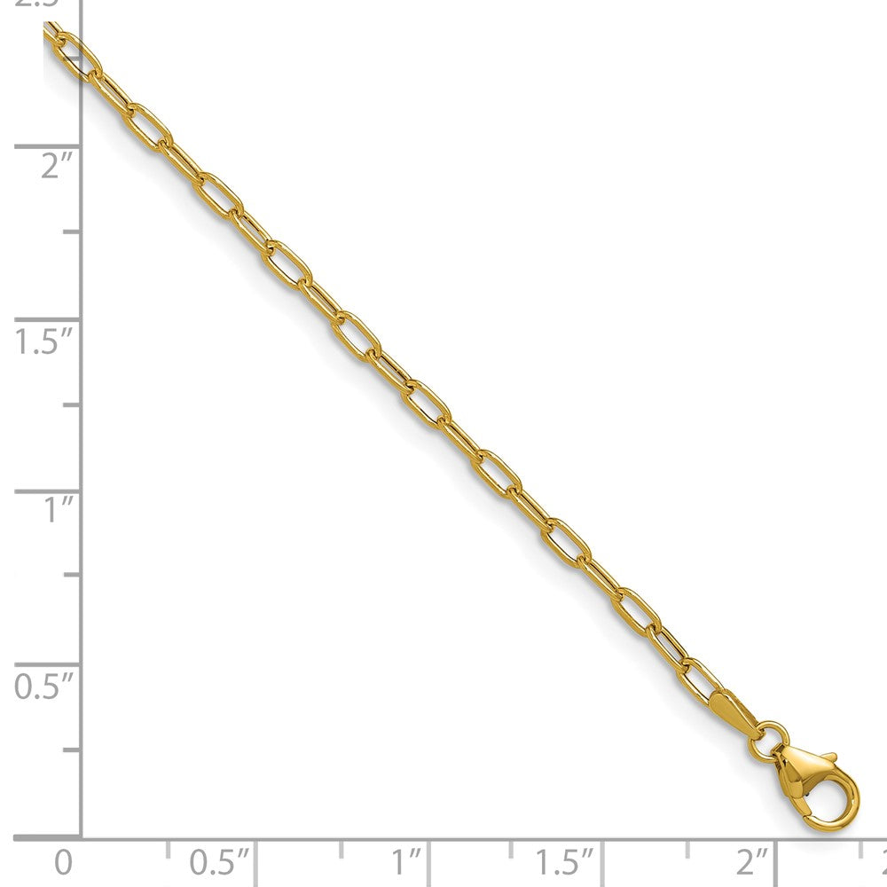 14k Yellow Gold 2.2mm Semi-Solid Paperclip Chain, 7 in Length