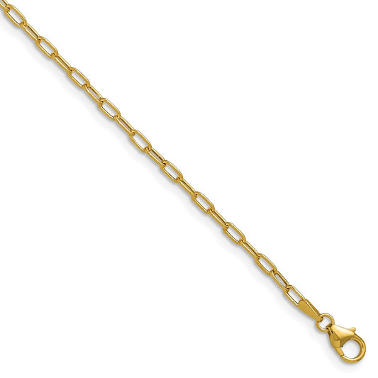14k Yellow Gold 2.2mm Semi-Solid Paperclip Chain, 8 in Length