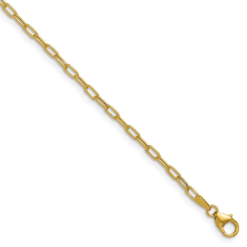 14k Yellow Gold 2.2mm Semi-Solid Paperclip Chain, 7 in Length