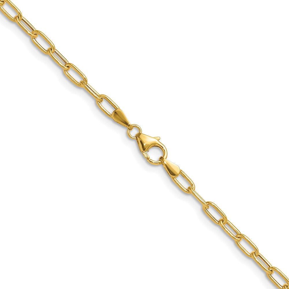 14k Yellow Gold 3.0mm Semi-Solid Paperclip Chain, 16 in Length
