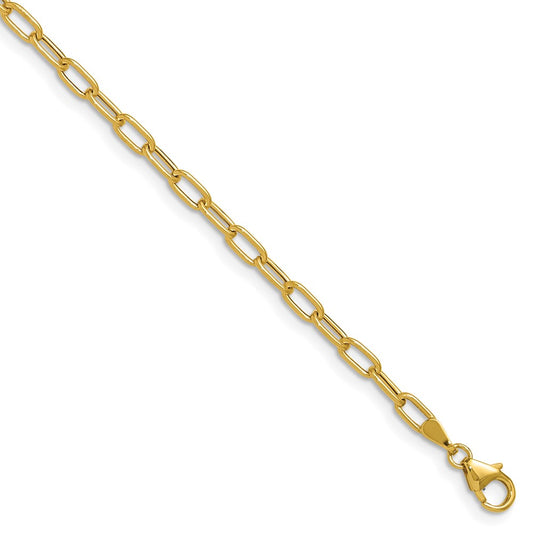 14k Yellow Gold 3.0mm Semi-Solid Paperclip Chain, 8 in Length