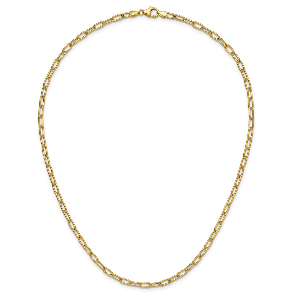 14k Yellow Gold 3.7mm Semi-Solid Paperclip Chain, 20 in Length