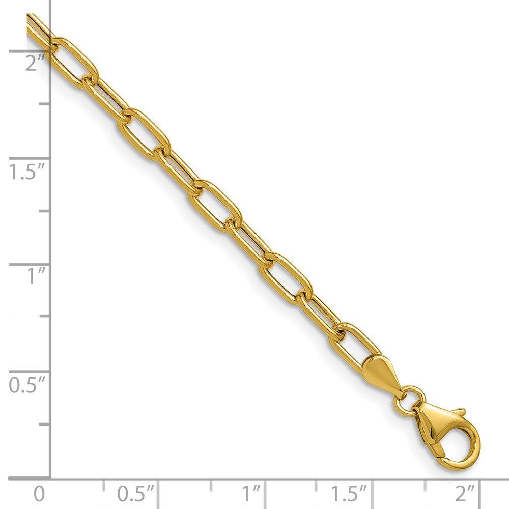14k Yellow Gold 3.7mm Semi-Solid Paperclip Chain, 20 in Length