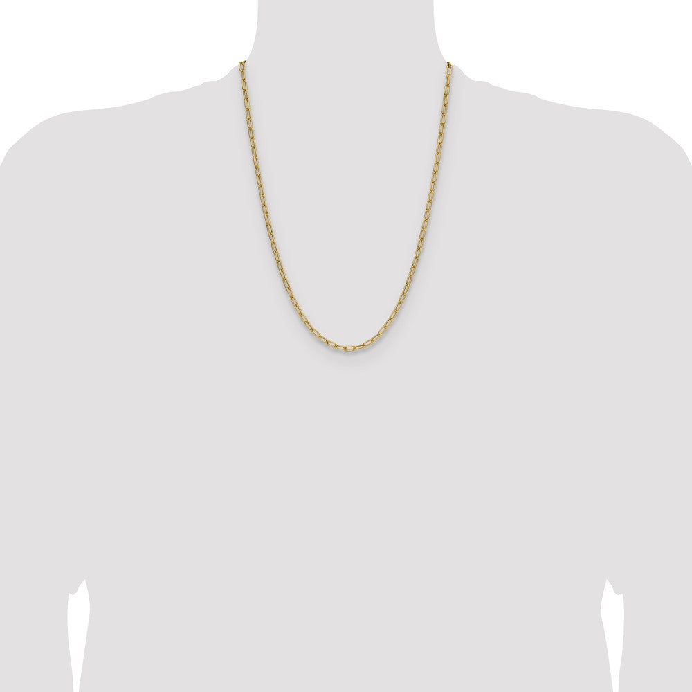 14k Yellow Gold 3.7mm Semi-Solid Paperclip Chain, 24 in Length