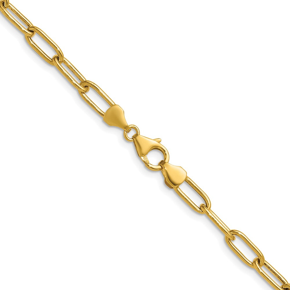 14k Yellow Gold 4.5mm Semi-Solid Paperclip Chain, 20 in Length