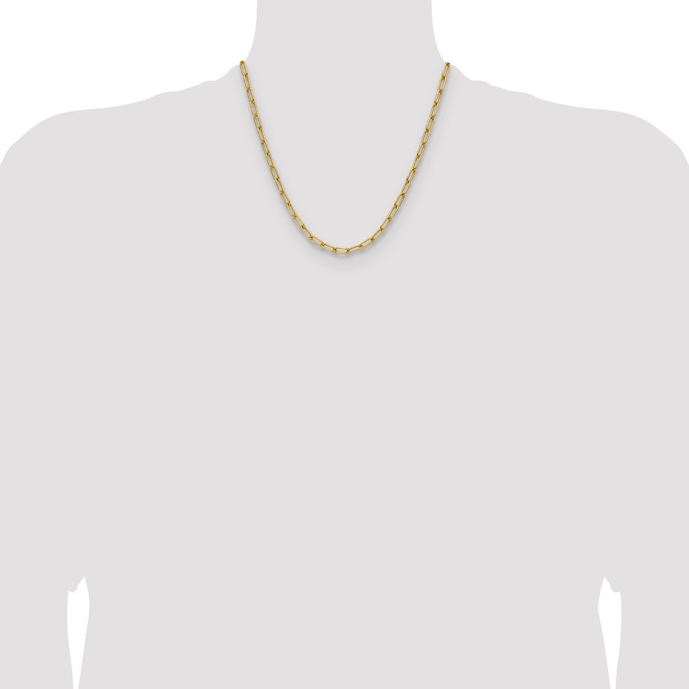 14k Yellow Gold 4.5mm Semi-Solid Paperclip Chain, 20 in Length