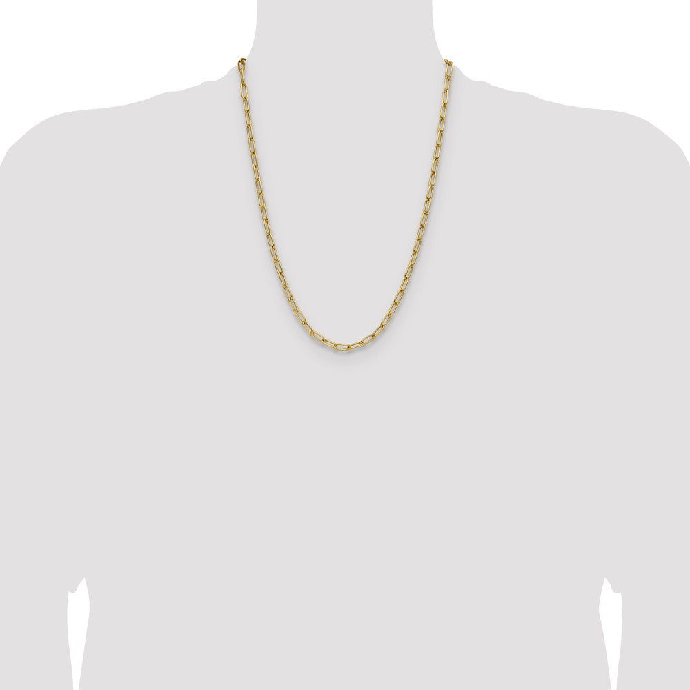 14k Yellow Gold 4.5mm Semi-Solid Paperclip Chain, 24 in Length