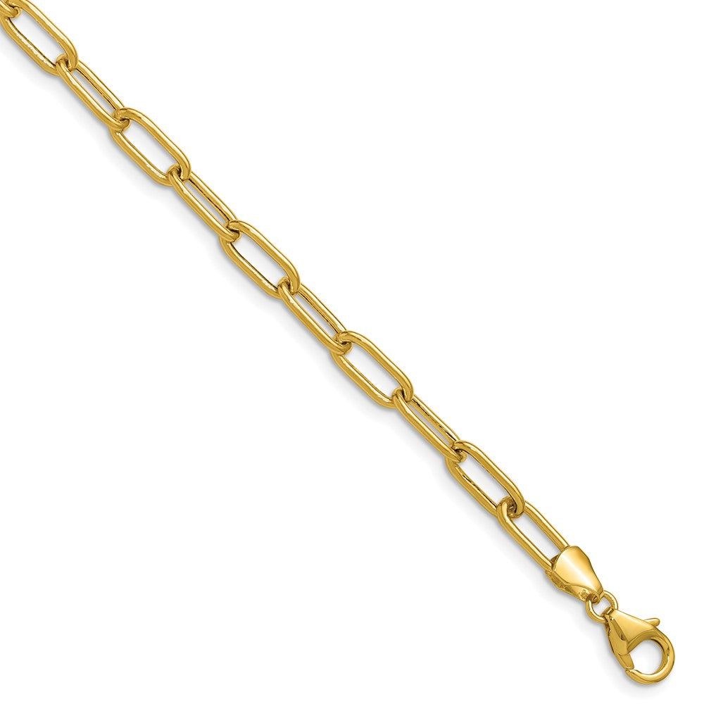 14k White Gold 3.0mm Solid Beveled D/C Paperclip Chain, 24 in Length