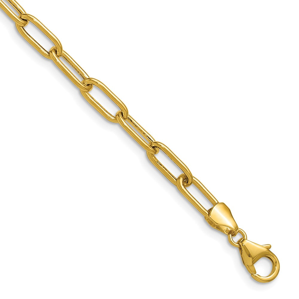 14k Yellow Gold 4.5mm Semi-Solid Paperclip Chain, 18 in Length