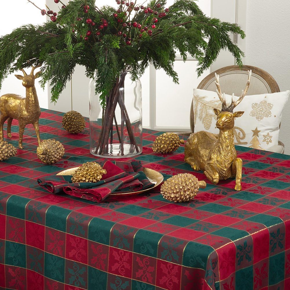 Red/Green  Plaid Design Tablecloth  100% Polyester
