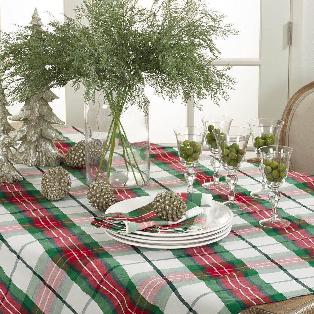 Multi  Plaid Design Holiday Tablecloth  100% polyester