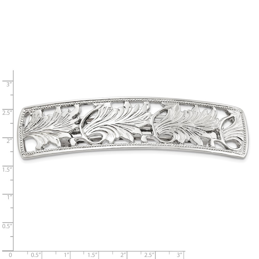 1928 Jewelry Silver-tone Ornate Leaf Motif Hair Barrette