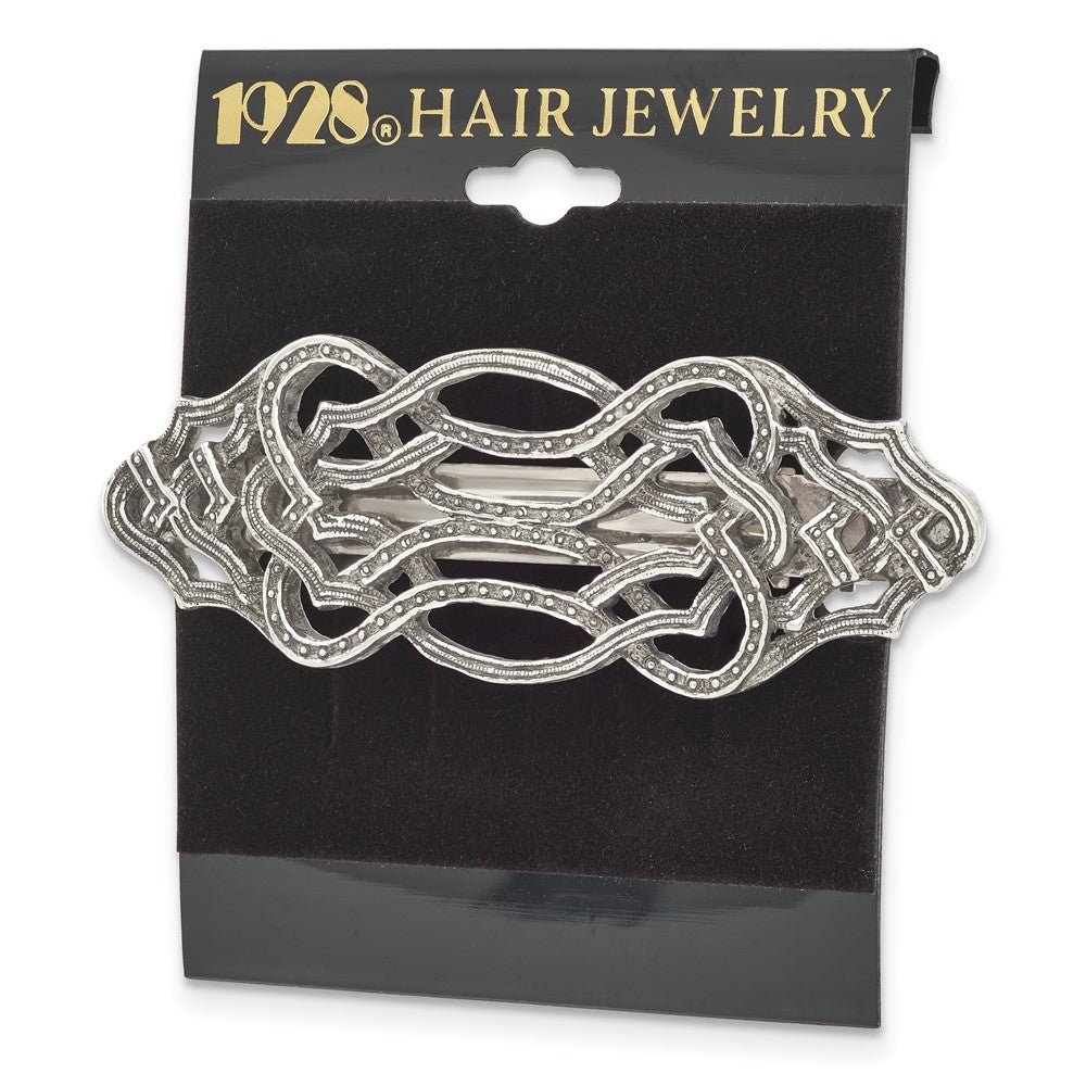 1928 Jewelry Silver-tone Textured Ornate Hair Barrette
