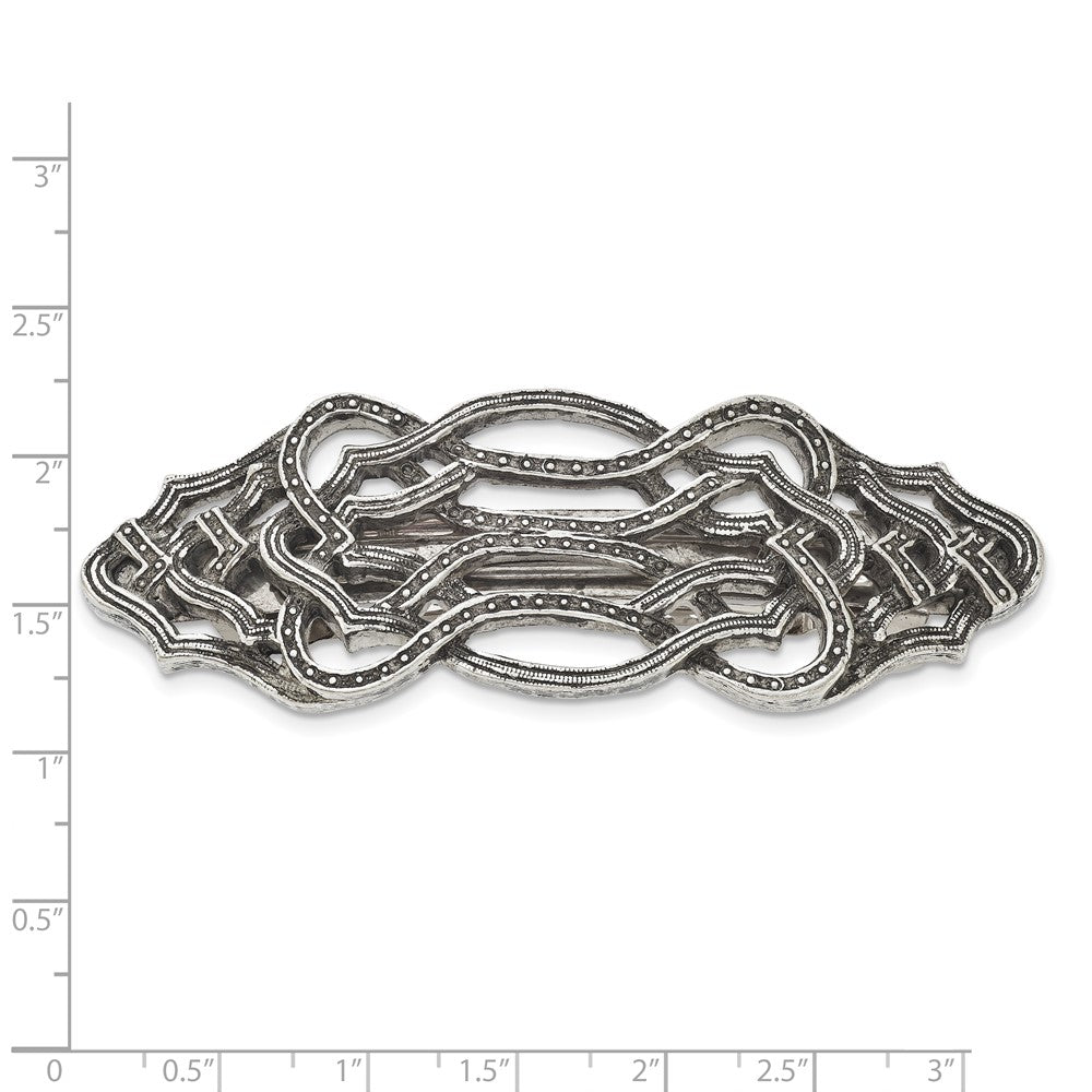 1928 Jewelry Silver-tone Textured Ornate Hair Barrette