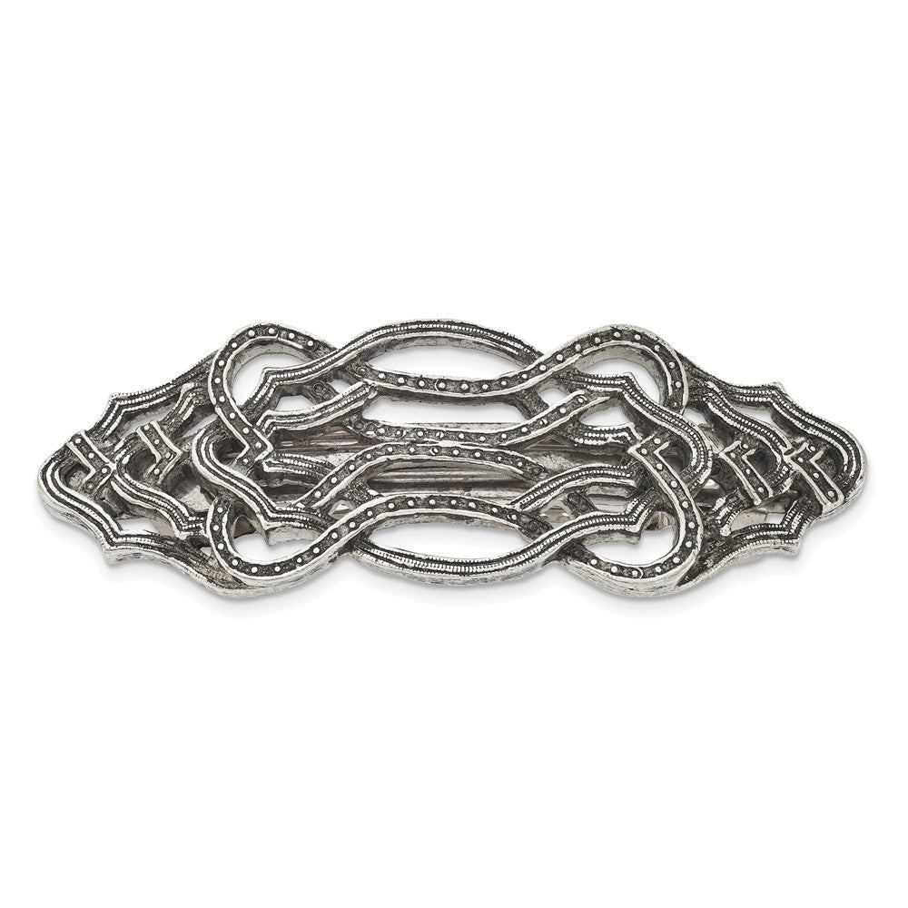 1928 Jewelry Silver-tone Textured Ornate Hair Barrette