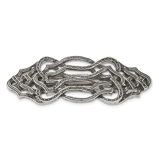 1928 Jewelry Silver-tone Textured Ornate Hair Barrette
