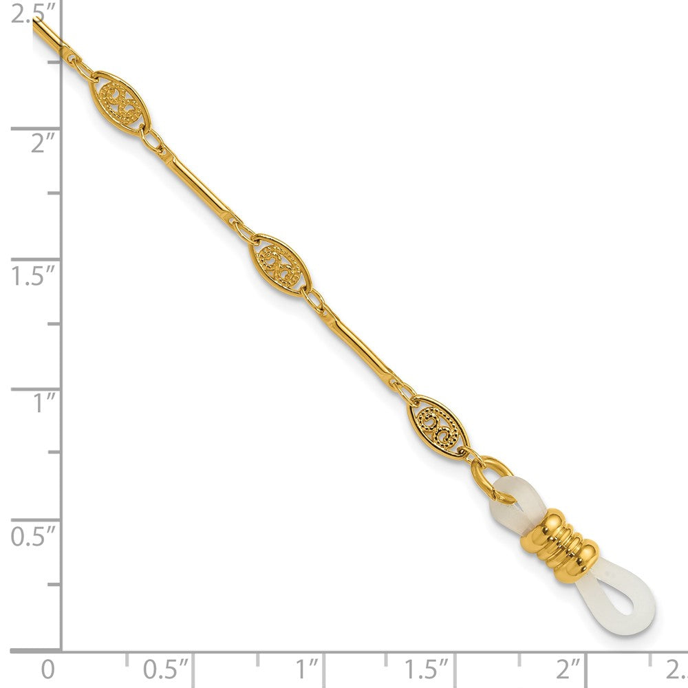 1928 Jewelry Gold-tone Fligree Pattern Stations Eyeglass Holder 30 inch Chain