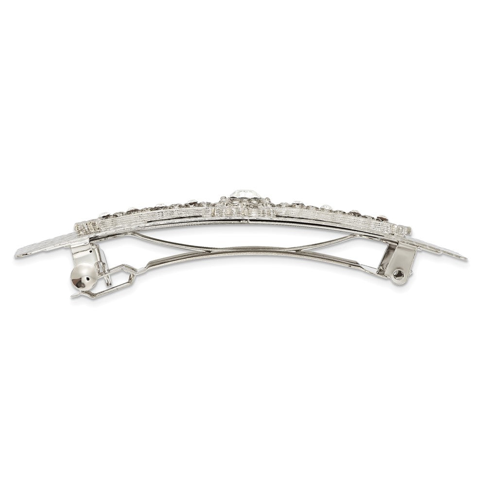 1928 Jewelry Silver-tone Ornate Clear Crystal Hair Barrette