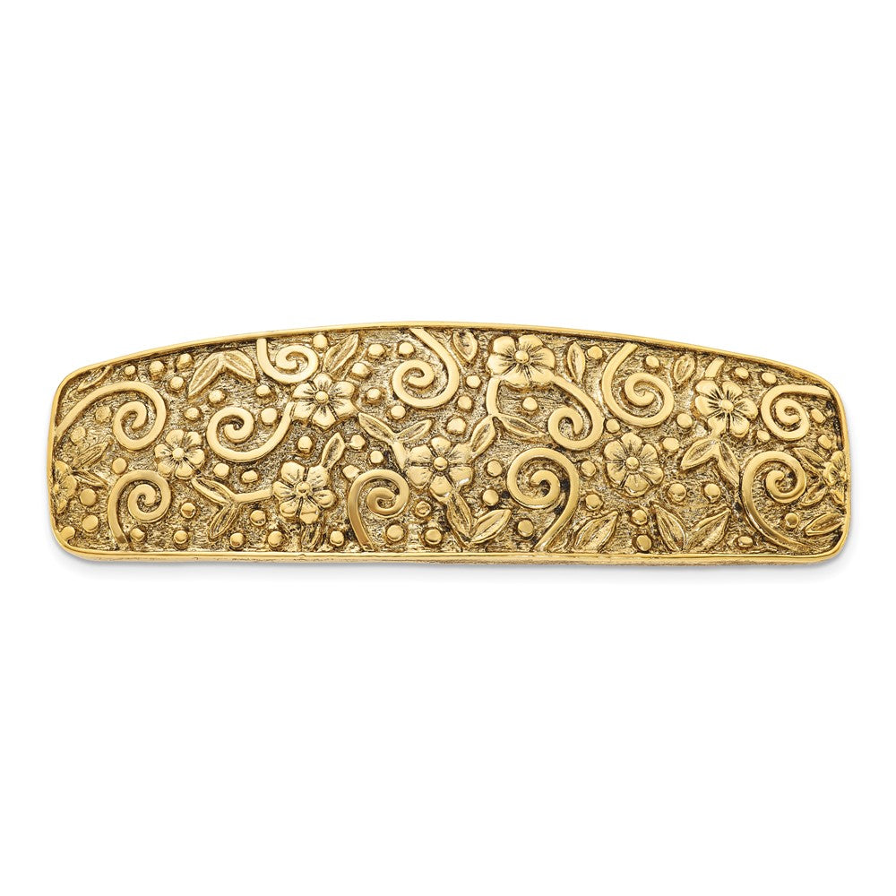 1928 Jewelry Gold-tone Ornate Swirl and Floral Motif Hair Barrette