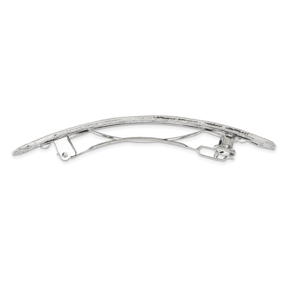 1928 Jewelry Silver-tone Ornate Floral Motif Hair Barrette