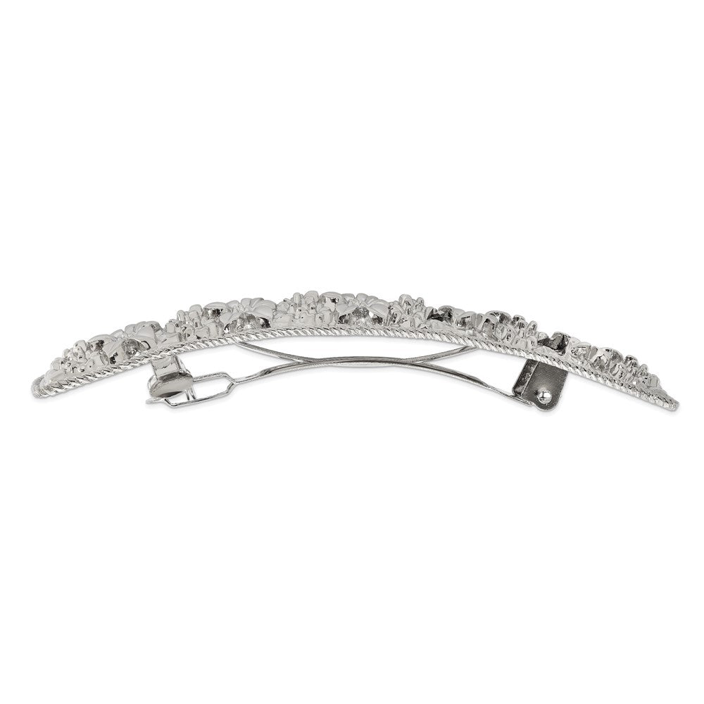 1928 Jewelry Silver-tone Ornate Floral Motif Hair Barrette