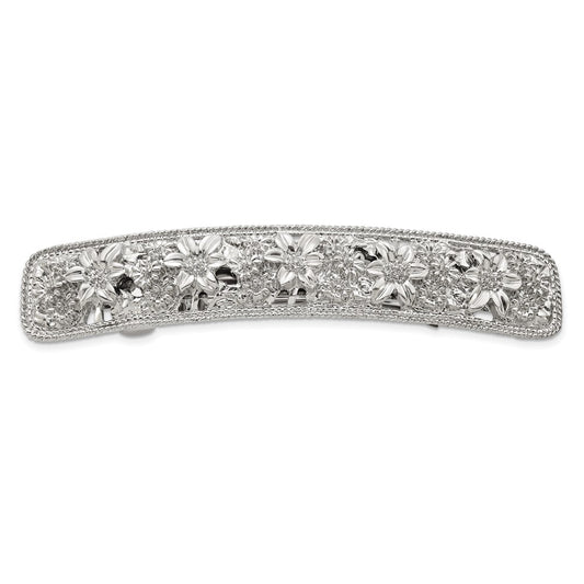 1928 Jewelry Silver-tone Ornate Floral Motif Hair Barrette