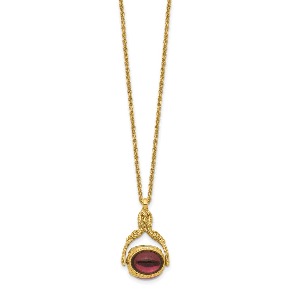 1928 Gold-tone 3-sided Spinner Glass and Flower 30in Necklace