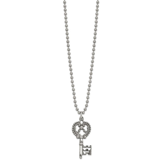 1928 Jewelry Silver-tone Filigree Key 23.5 inch Necklace