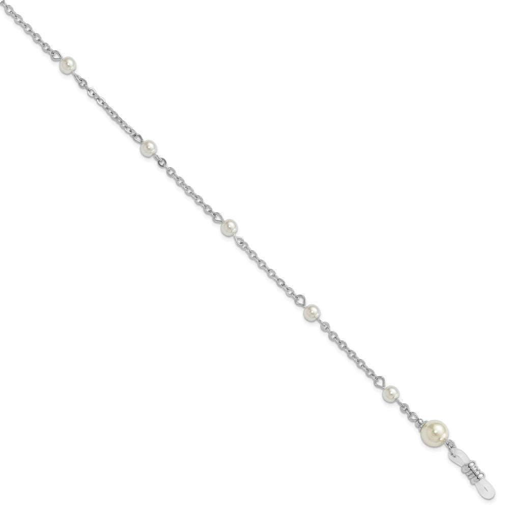 1928 Jewelry Silver-tone Simulated Pearl Stations Eyeglass Holder 30 inch Chain