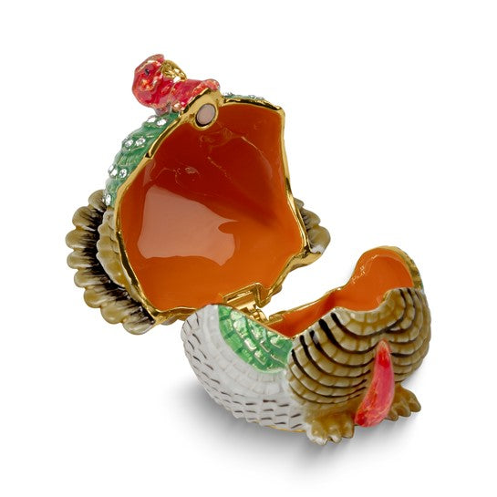 Jere Luxury Giftware, Bejeweled THANKFUL Turkey Trinket Box with Matching 18" Necklace