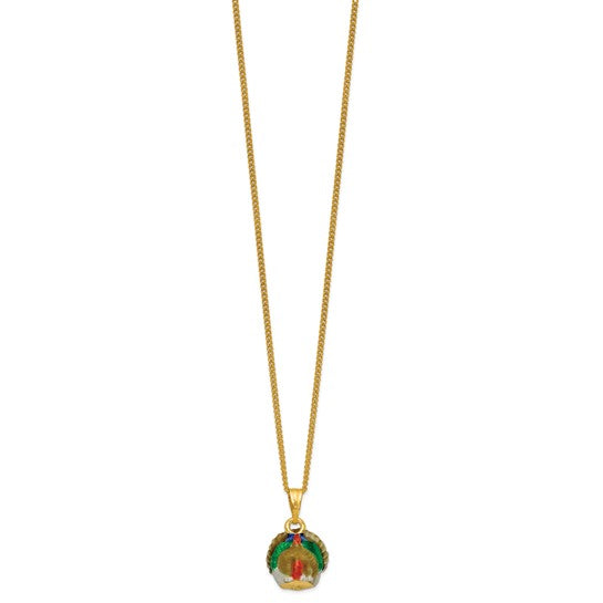 Jere Luxury Giftware, Bejeweled THANKFUL Turkey Trinket Box with Matching 18" Necklace