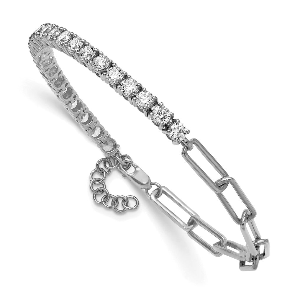 14k White Gold 3 3/4 carat Lab Grown Diamond VS/SI+ G+ Half Paperclip 7" + 1" Bracelet