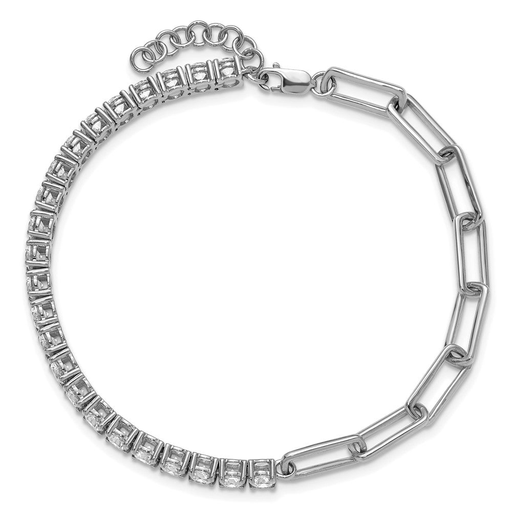 14k White Gold 3 3/4 carat Lab Grown Diamond VS/SI+ G+ Half Paperclip 7" + 1" Bracelet