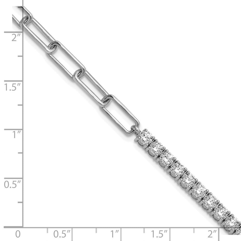 14k White Gold 3 3/4 carat Lab Grown Diamond VS/SI+ G+ Half Paperclip 7" + 1" Bracelet