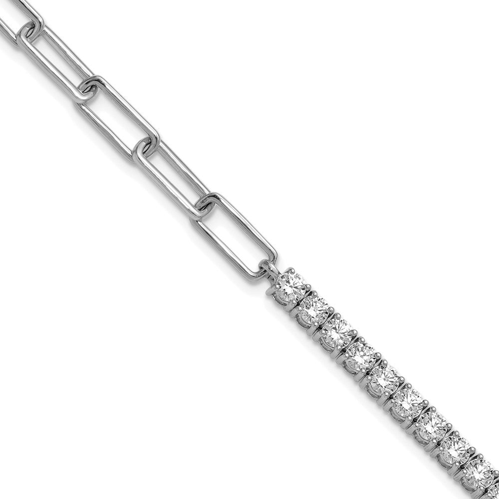 14k White Gold 3 3/4 carat Lab Grown Diamond VS/SI+ G+ Half Paperclip 7" + 1" Bracelet