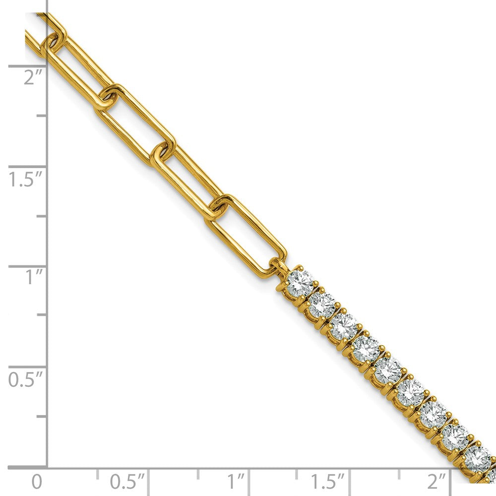 14k Yellow Gold 3 3/4 carat Lab Grown Diamond VS/SI+ G+ Half Paperclip 7" + 1" Bracelet