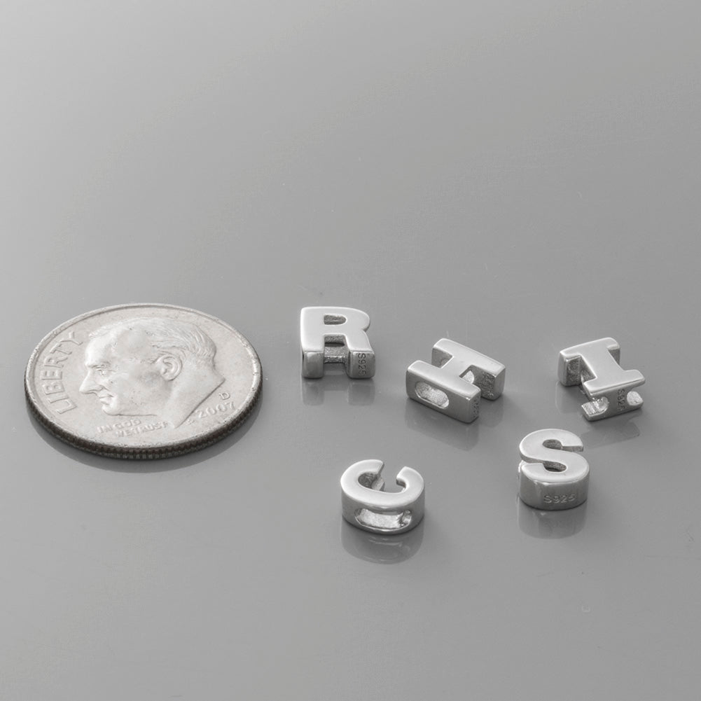 Mini Sterling Silver Block Letter Charms with 18 inch Snake Chain