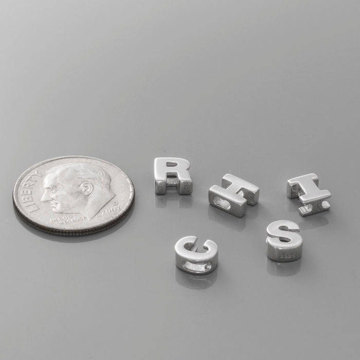 Mini Sterling Silver Block Letter Charms with 18 inch Snake Chain