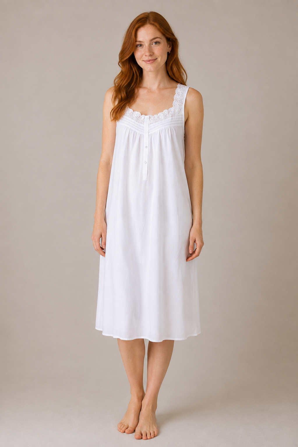 Taleen White 100% Cotton Embroidered Nightgown Nightdress