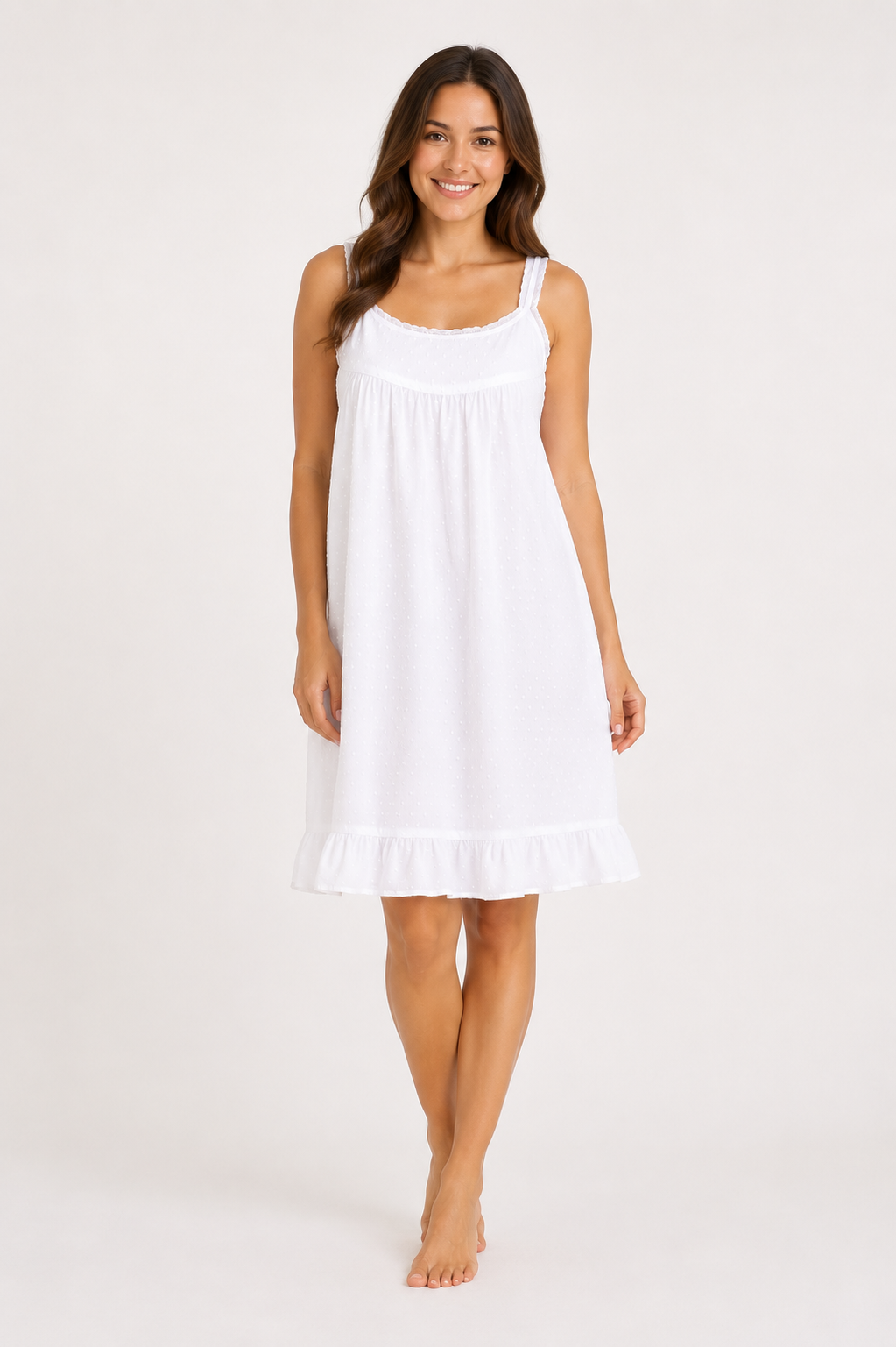 Taleen White 100% Cotton Embroidered Nightgown Nightdress in Various Colors