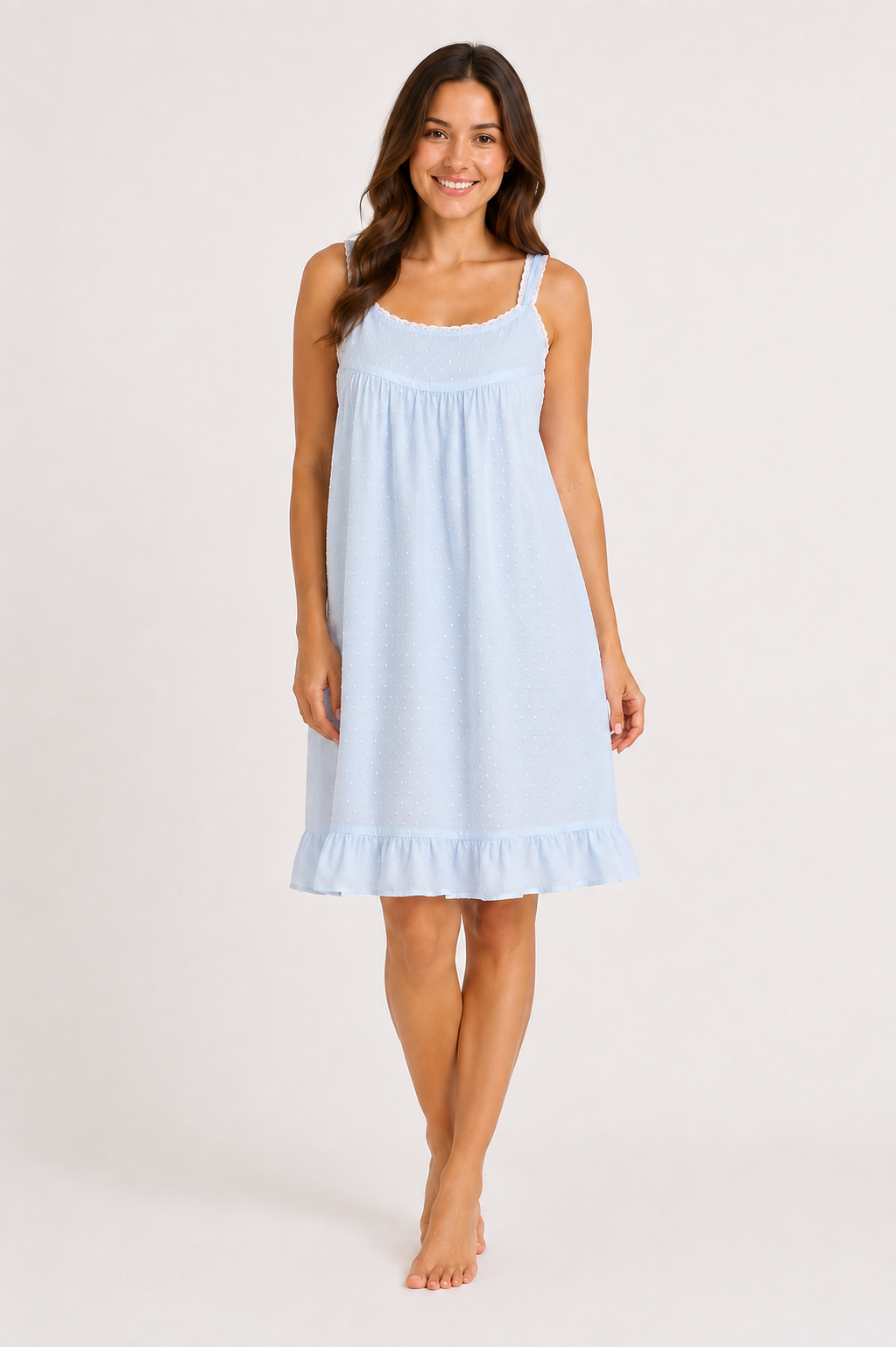 Taleen White 100% Cotton Embroidered Nightgown Nightdress in Various Colors