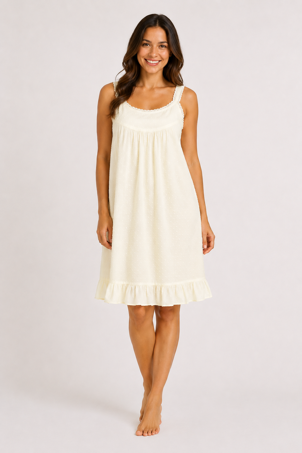 Taleen White 100% Cotton Embroidered Nightgown Nightdress in Various Colors