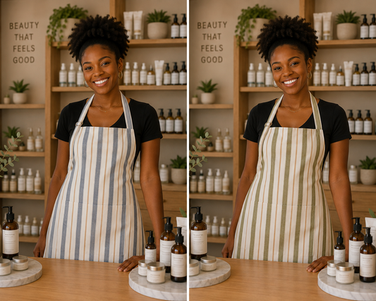 Blue or Olive Green Striped Apron 100% POLYESTER Size: 24" x 36"