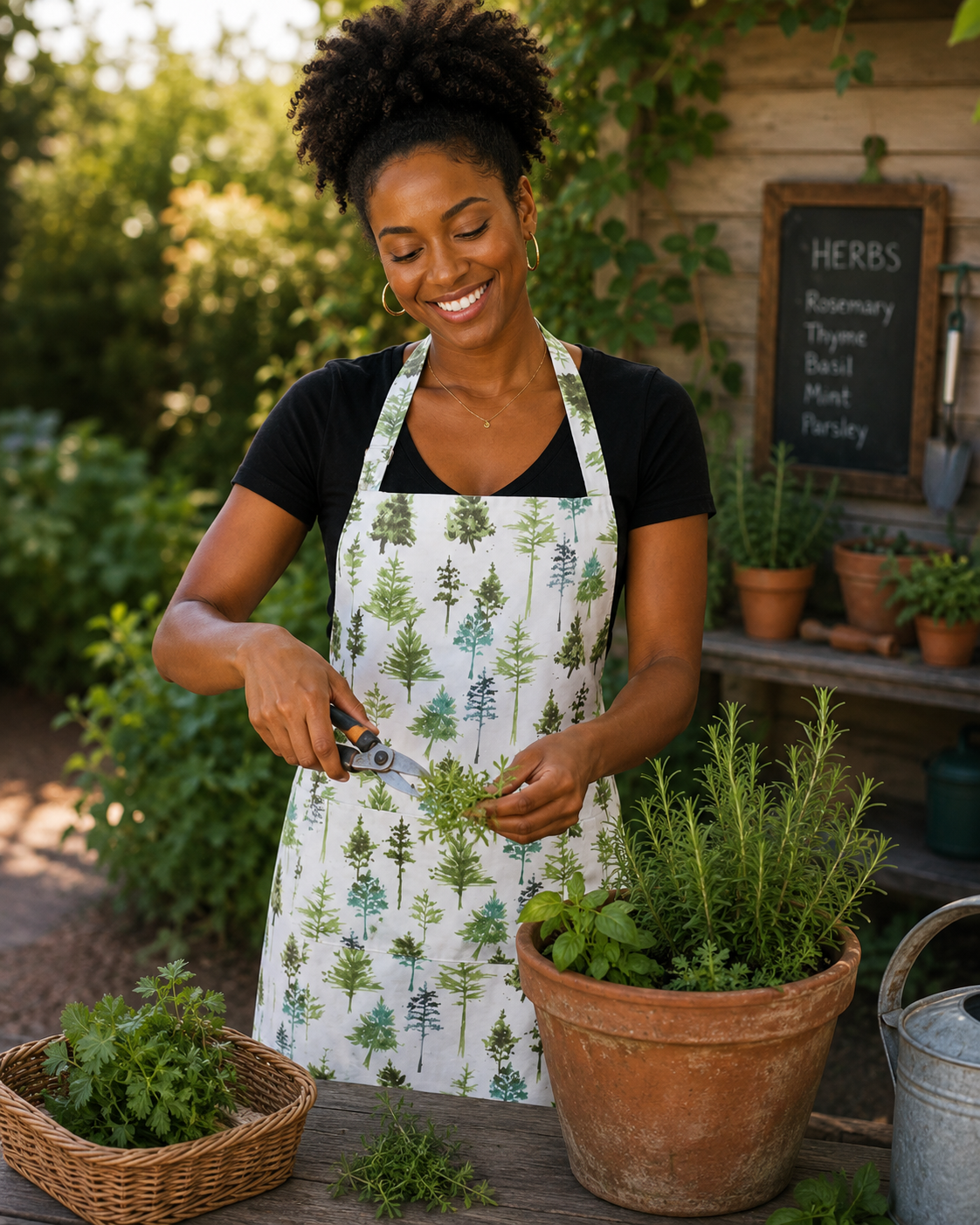 Green Trees Apron 100% polyester Size: 24" x 36"