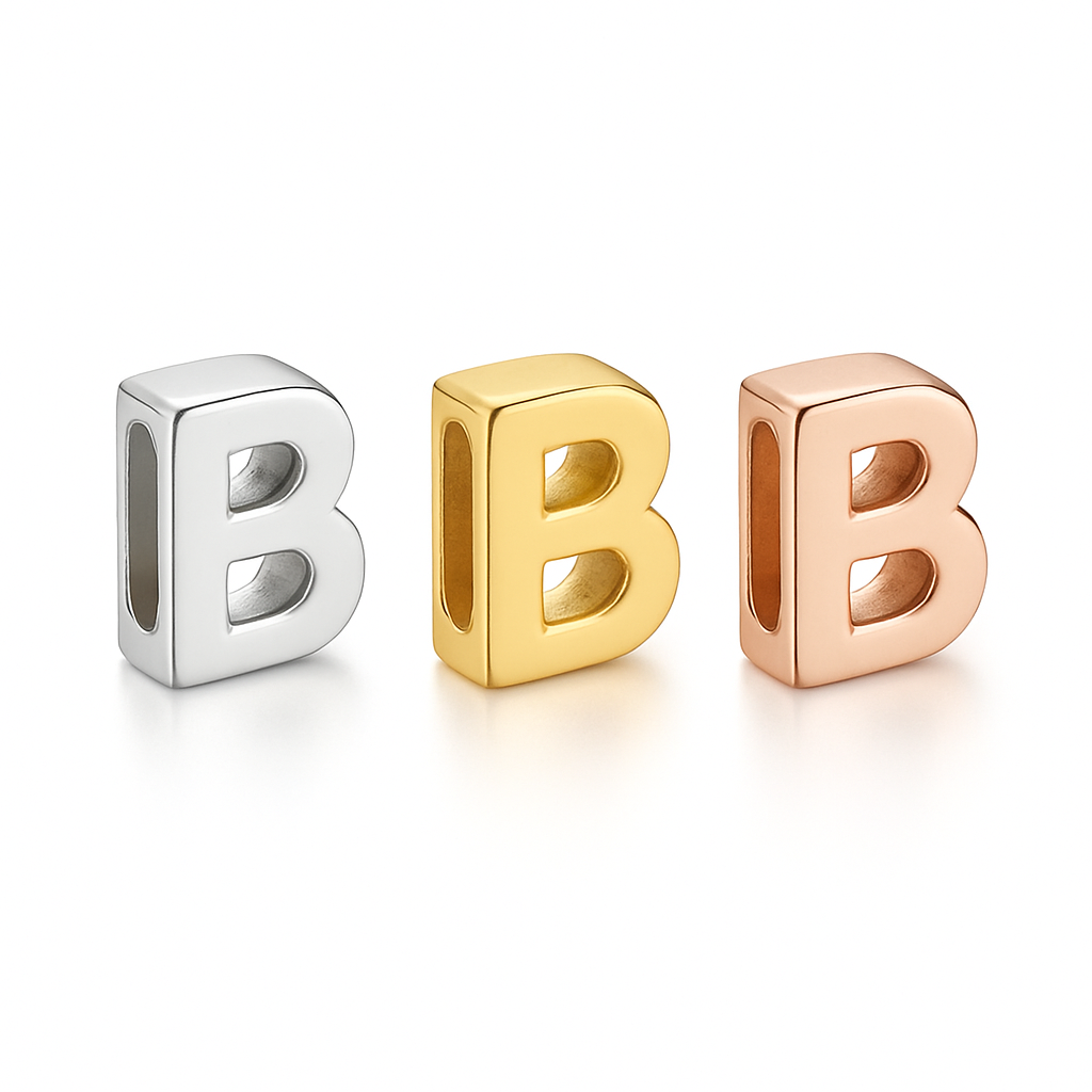 Mini Sterling Silver Block Letter Charms with 18 inch Snake Chain