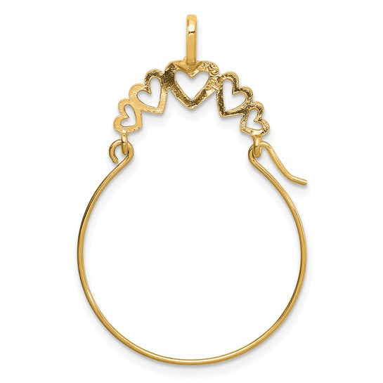 10k Yellow OR White Gold Polished Hearts Charm Holder